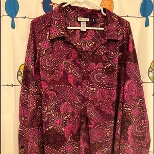 Mauve/purple/cream tunic - Catherines - 1X WP / 18-20 PETITE